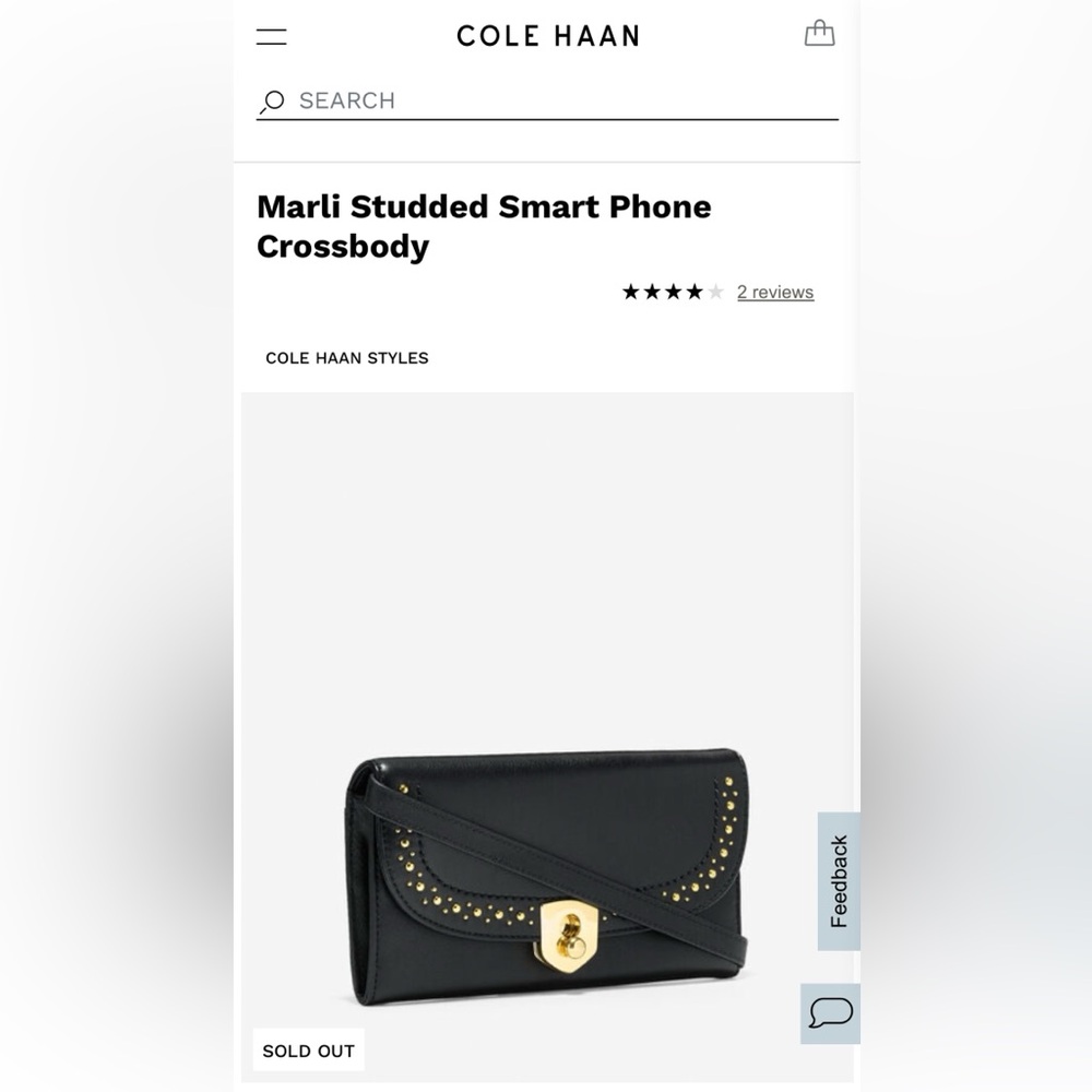 Cole Haan Marli crossbody purse. Black w/gold. Great condition.